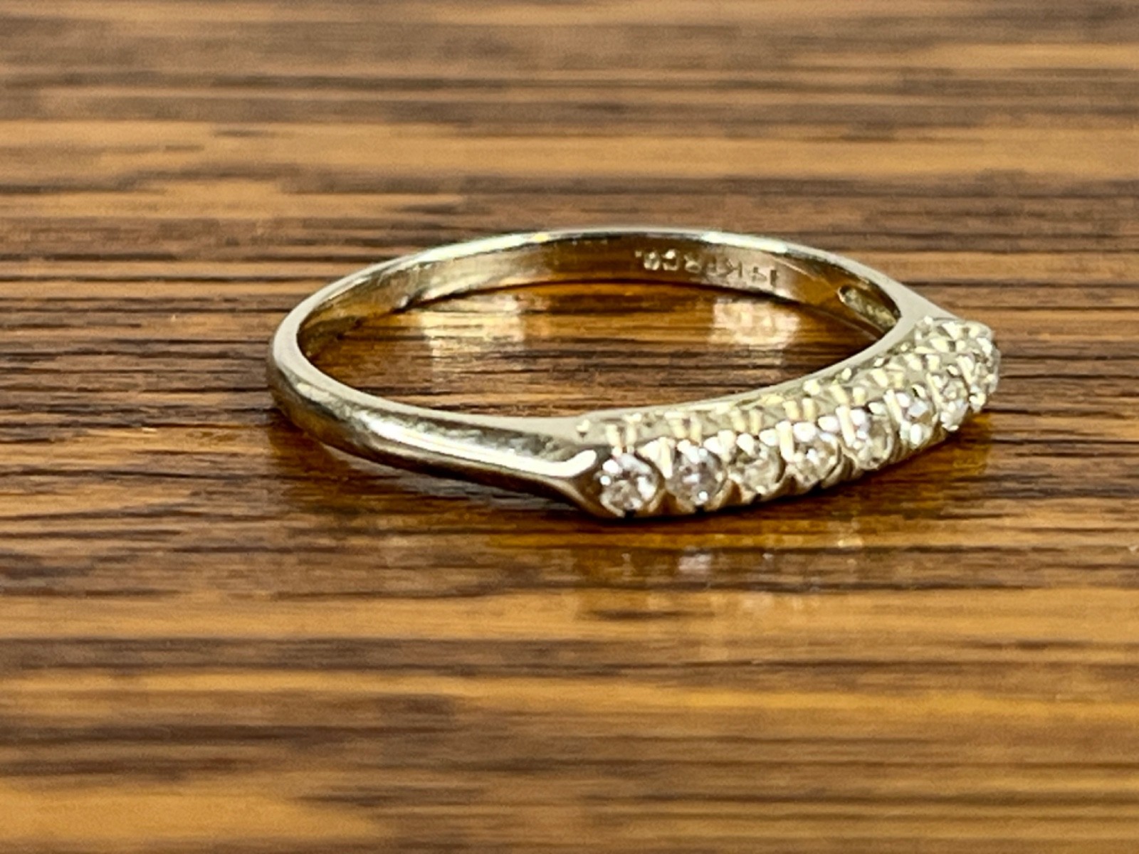 1930s Art Deco 14K White Gold Old European Cut OEC Diamond Stackable Band Ring