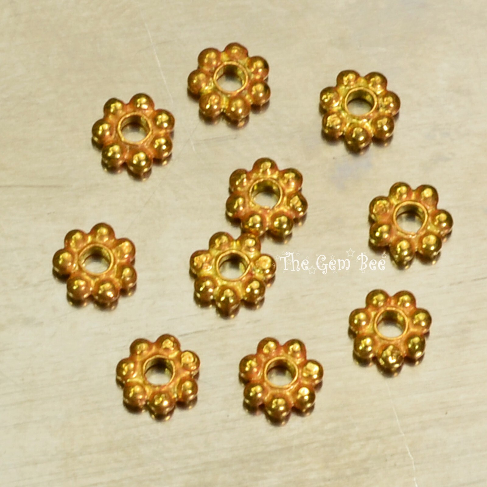 3.25mm 18k Solid Yellow Gold Daisy Spacer Findings (10)