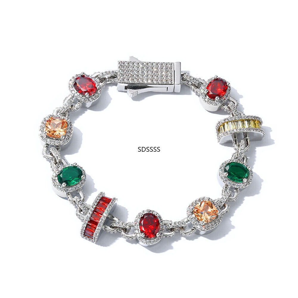 Jewelry Men Women Gift Hip Hop Tennis Chain Necklaces Bracelet Colorful