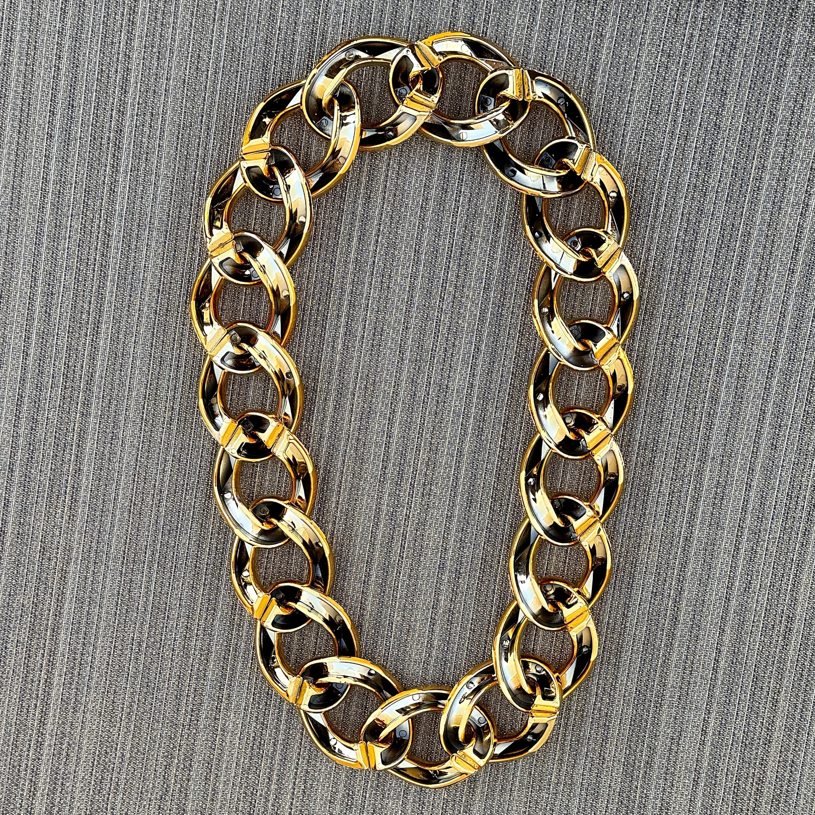 Huge Jumbo Hip Hop Chain Cuban Link Plastic Necklace Gold-Tone 60MM Thick 39″