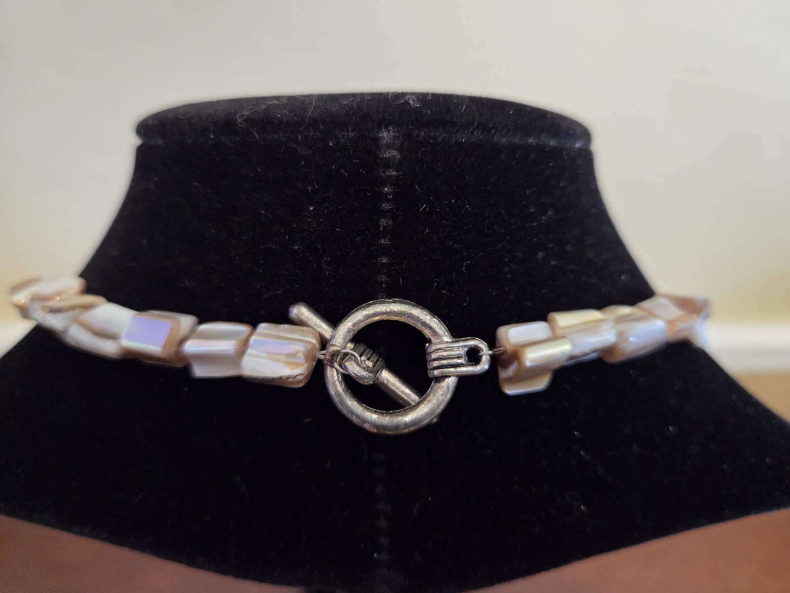 Abalone Shell Mother of Pearl Bib Fashion Necklace 24″