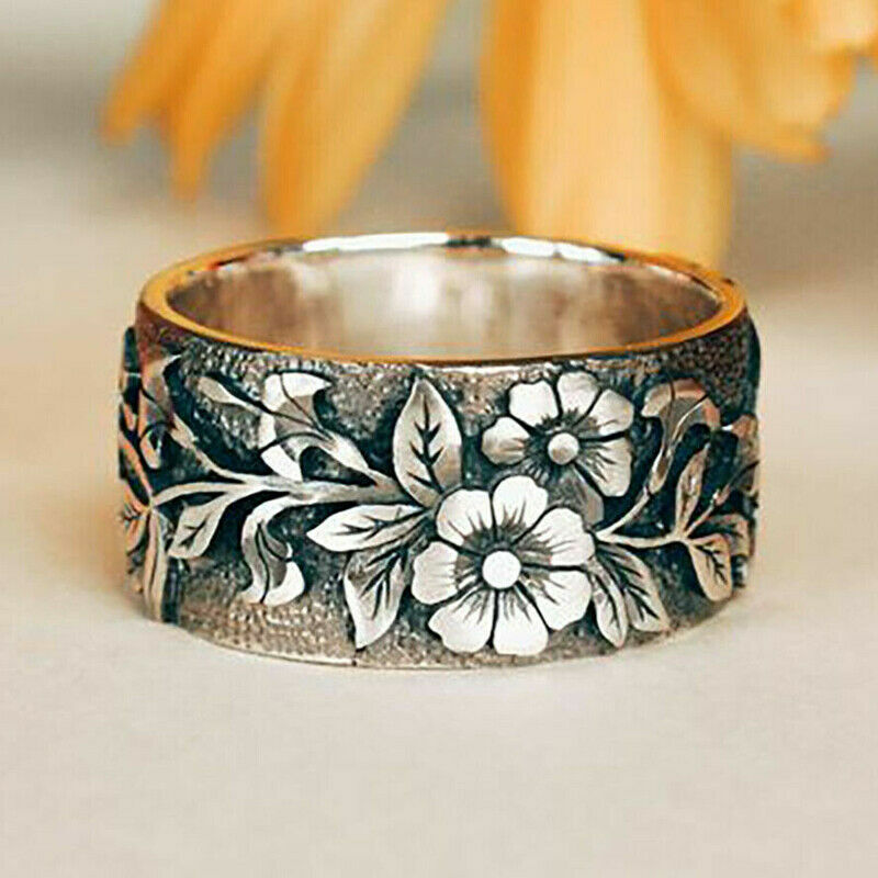 Elegant 925 Sterling Silver New Fashion Charms Hummingbird Flower Ring Size 10