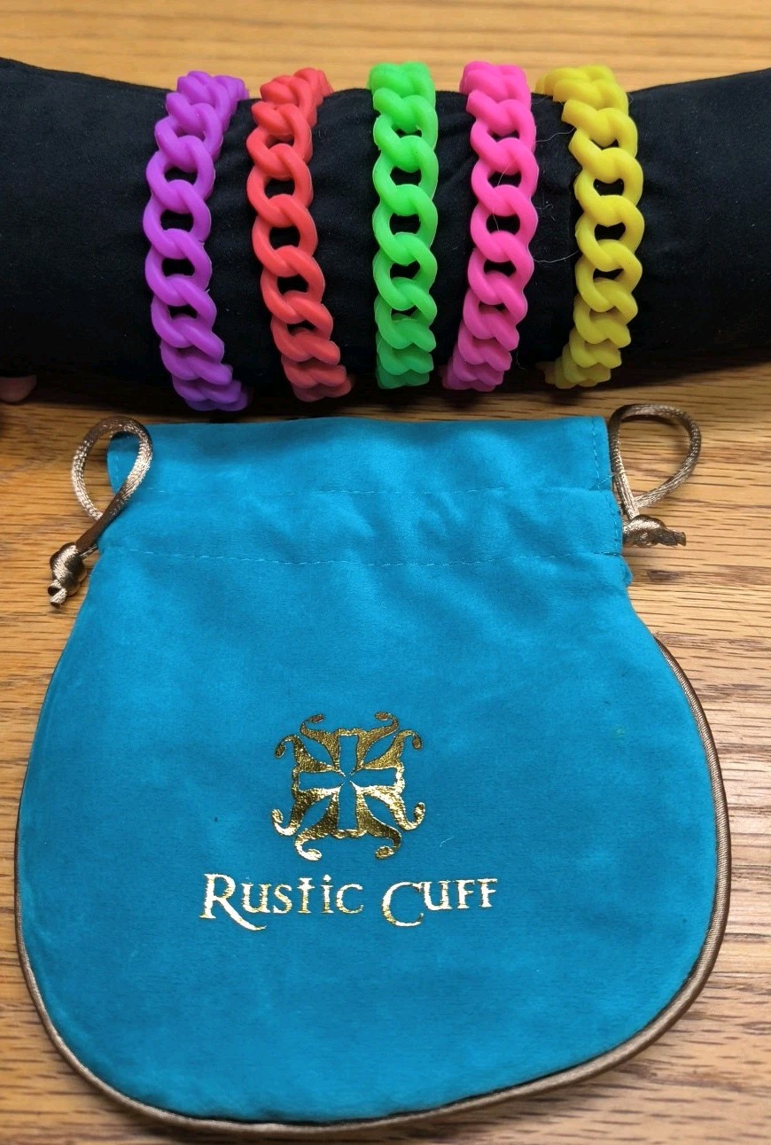 Lot Of 5 Different Colors Rustic Cuff Turn Lock Silicone Mock Chain