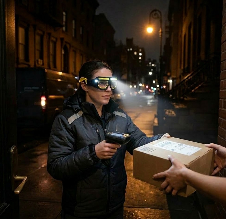 Rechargeable LED Work Glasses with Adjustable Strap, Hands-Free Headlights.