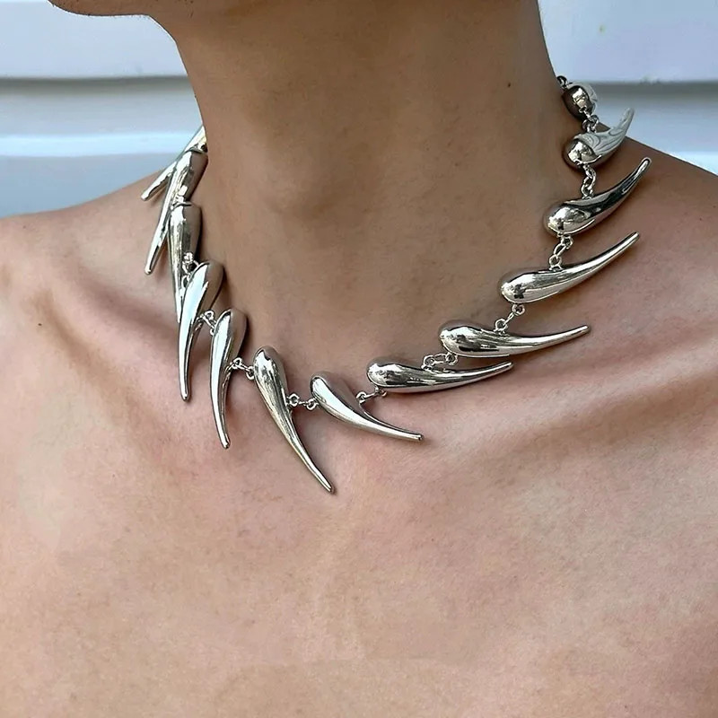 Thorn Charm Choker Necklace Jewelry Stainless Steel Hip Hop Punk
