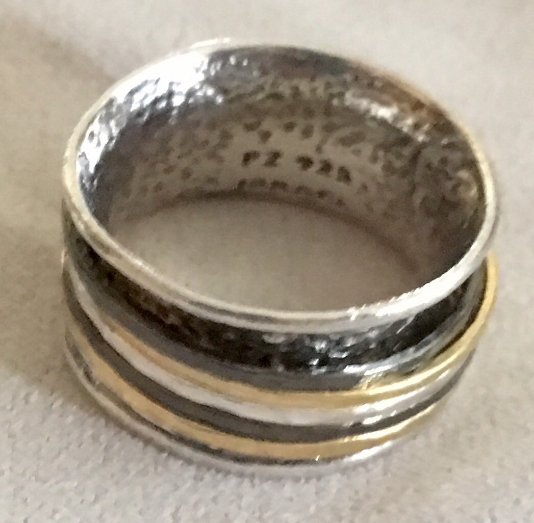 NWOT OR PAZ STERLING SILVER 925 THREE TONES SPINNER RING SZ 8 ISRAEL PZ