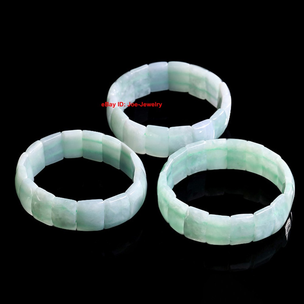 NEW Natural Grade A Jade Wider Rectangle Bead Stretch Bracelet 14-16cm