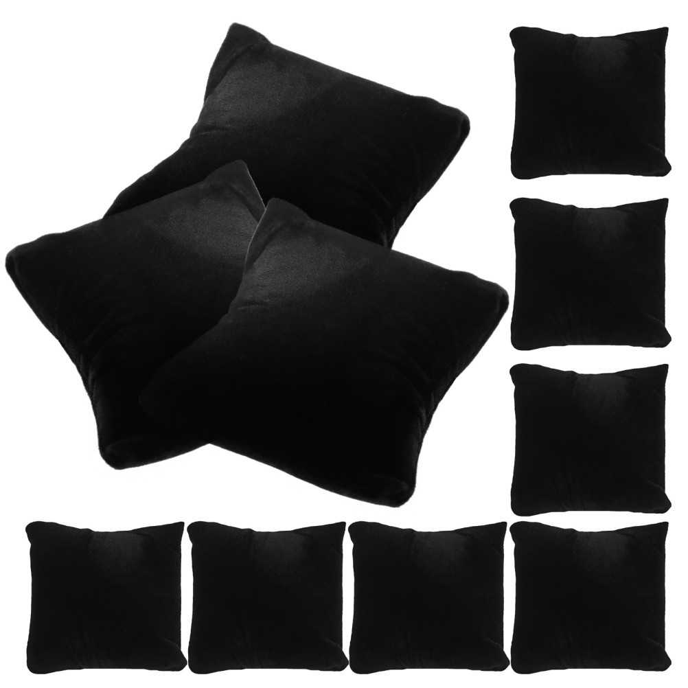 10Pcs Soft Velvet Watch Holder Pillows for Jewelry Display Black Cushions
