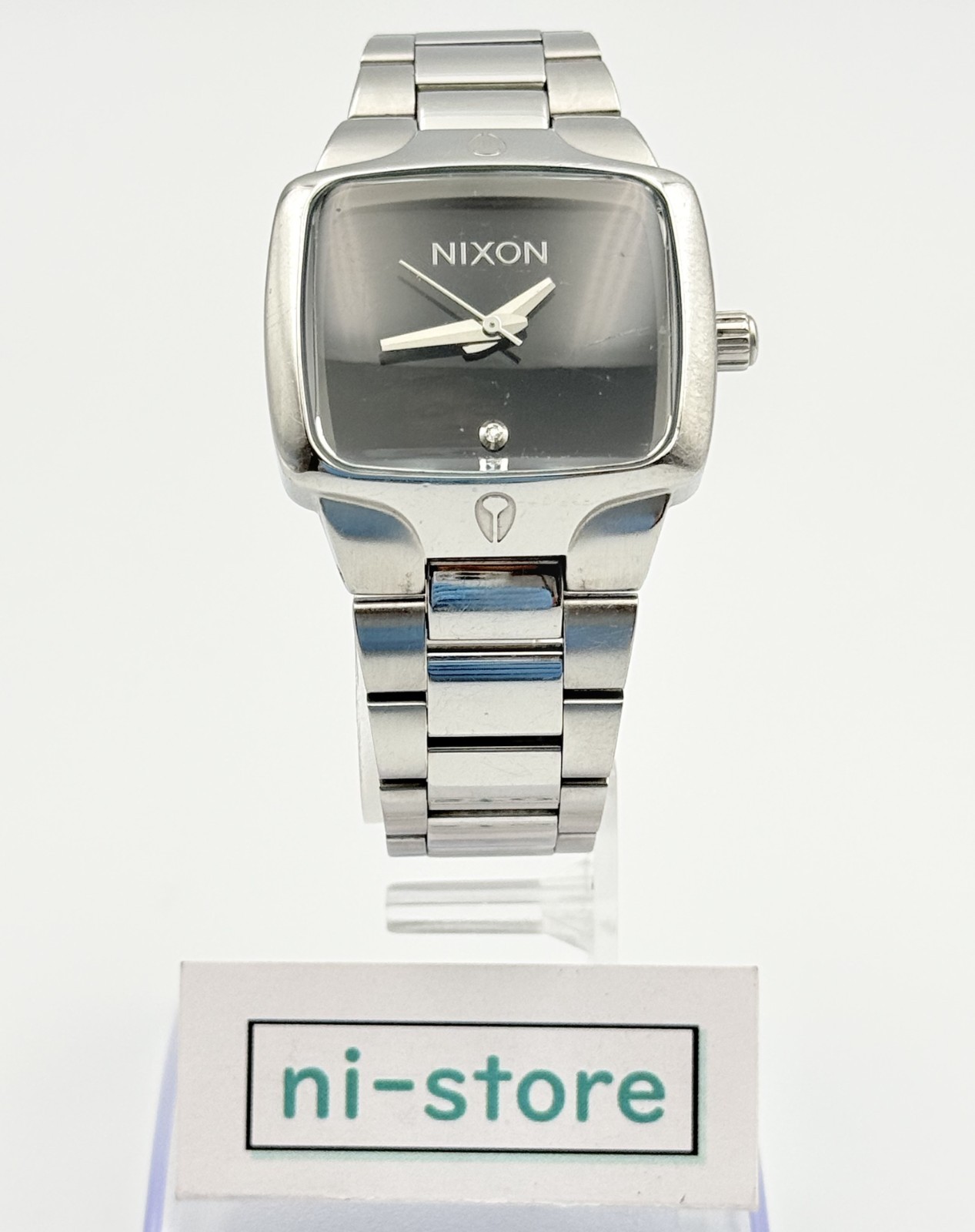 NIXON The SMALL PLAYER Qz Silver Black Dial Watch Wrist 16cm (6.3 in) – Rank C