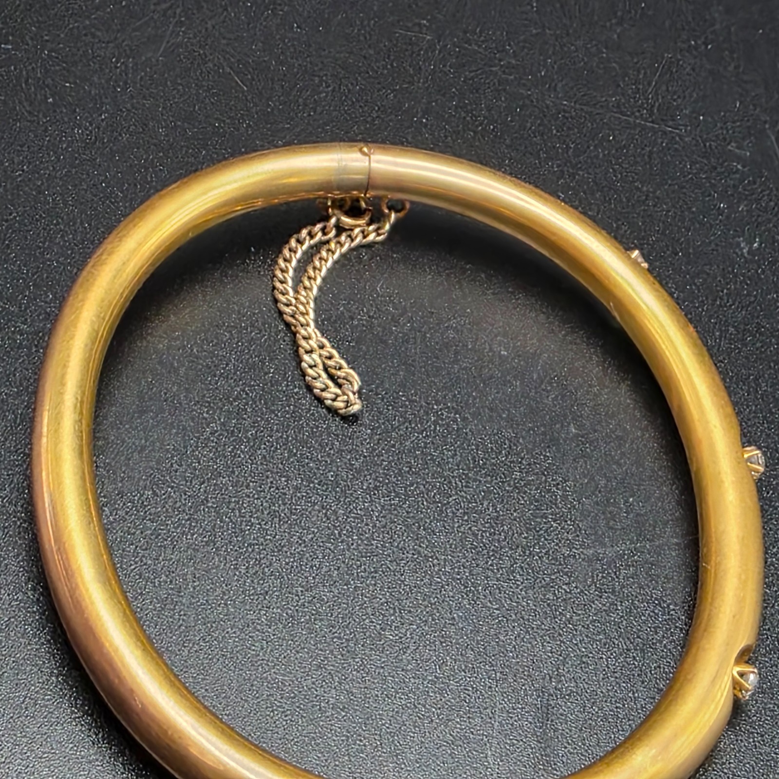 Antique Victorian 14K Gold Belcher Set Hinged Bangle Bracelet. Estate Find 7.69g