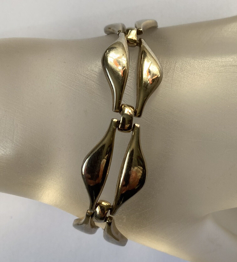 Monet Midcentury Space Age Link Bracelet with Safety Chain 7”