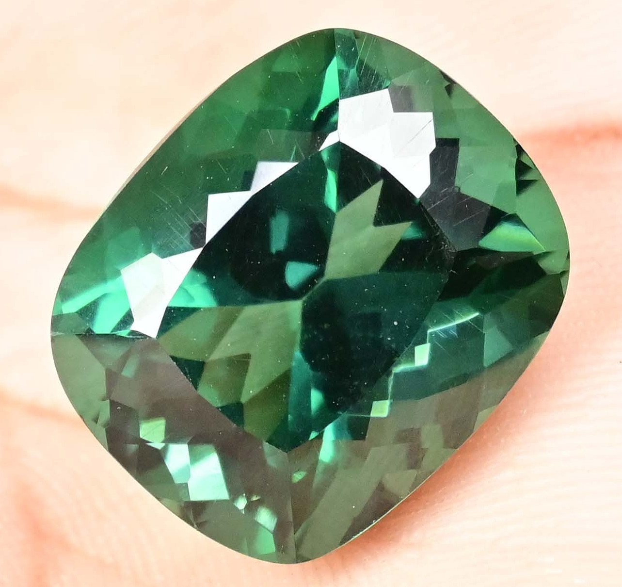 25.20 Ct Natural Green Tourmaline Certified Stunning Cushion Cut Loose Gemstone