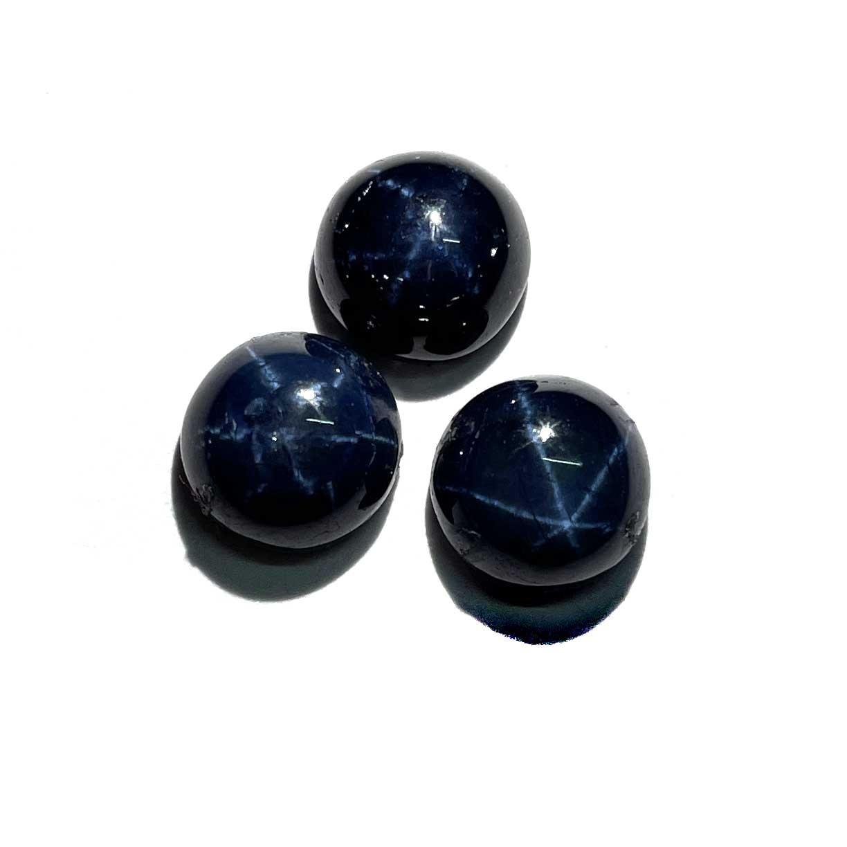 Diffused Star Blue Sapphire Round Cabochon Loose Gemstone Lot 3 Pcs 8 MM 9.3 CT