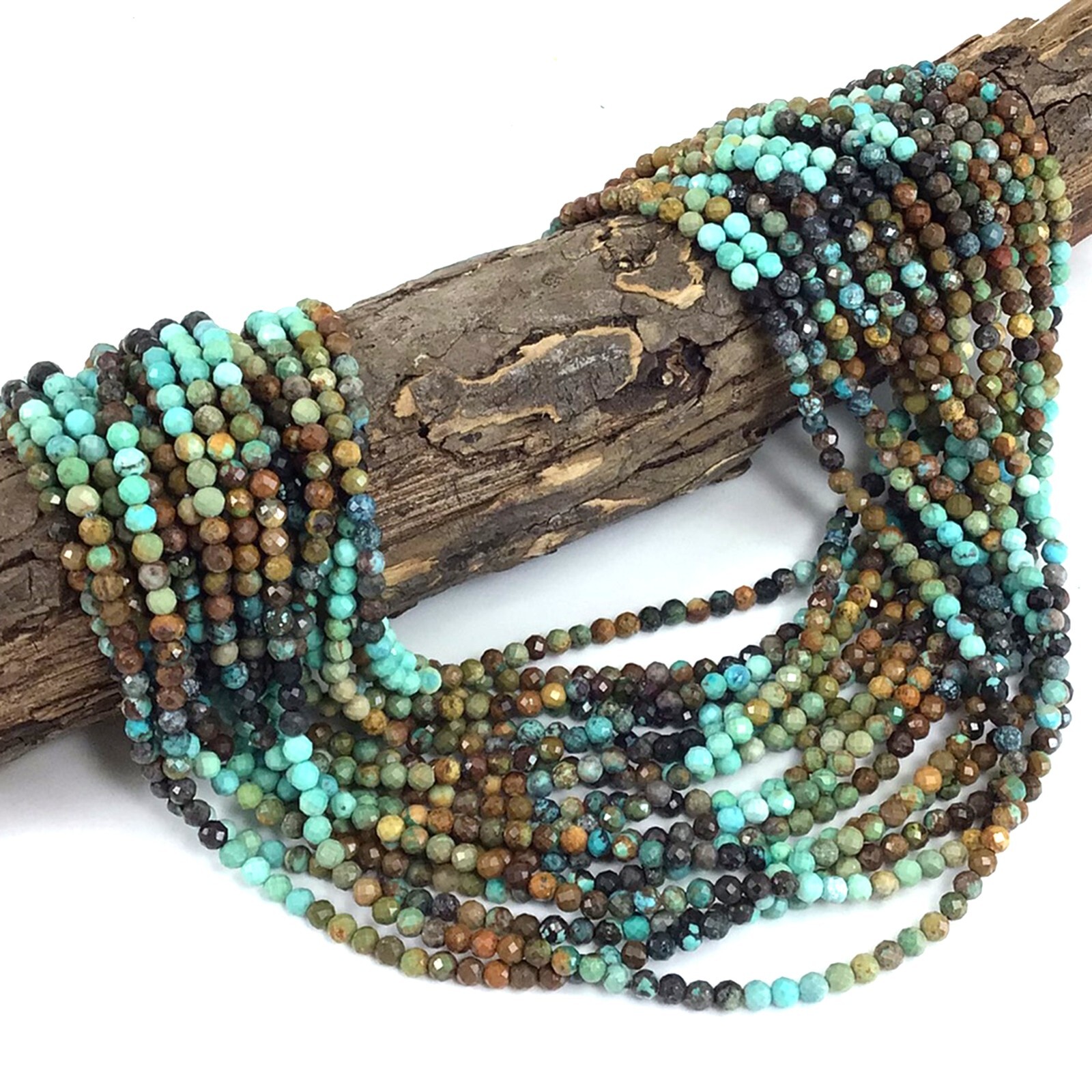 4mm Grade AAA Genuine Natural Turquoise Brown Blue Green Faceted Round Bead 15″