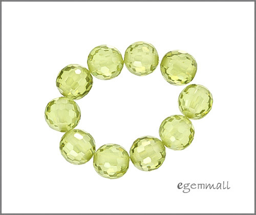 8 Cubic Zirconia Faceted Round Beads 8mm Peridot Green #64713