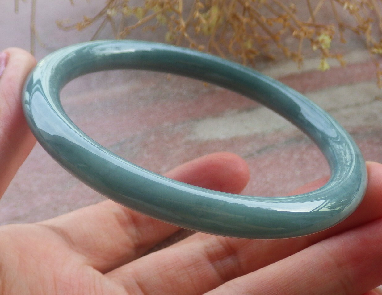 Video Certified Green Natural A JADE Jadeite Circle Bangle Bracelet 61mm 202367