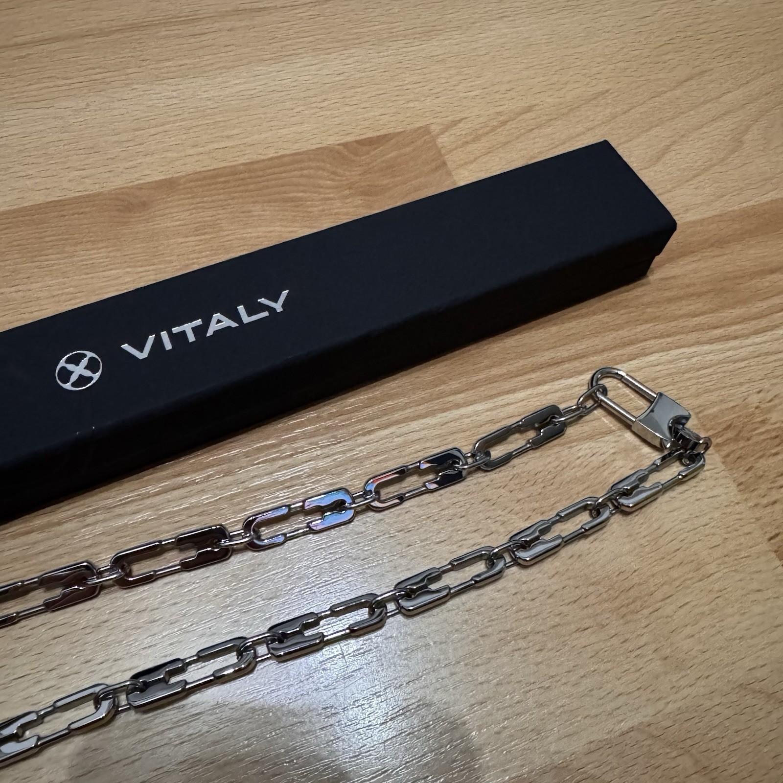 NEW! VITALY Pin Design Necklace 46cm Chrome Silver Punk Costume Goth