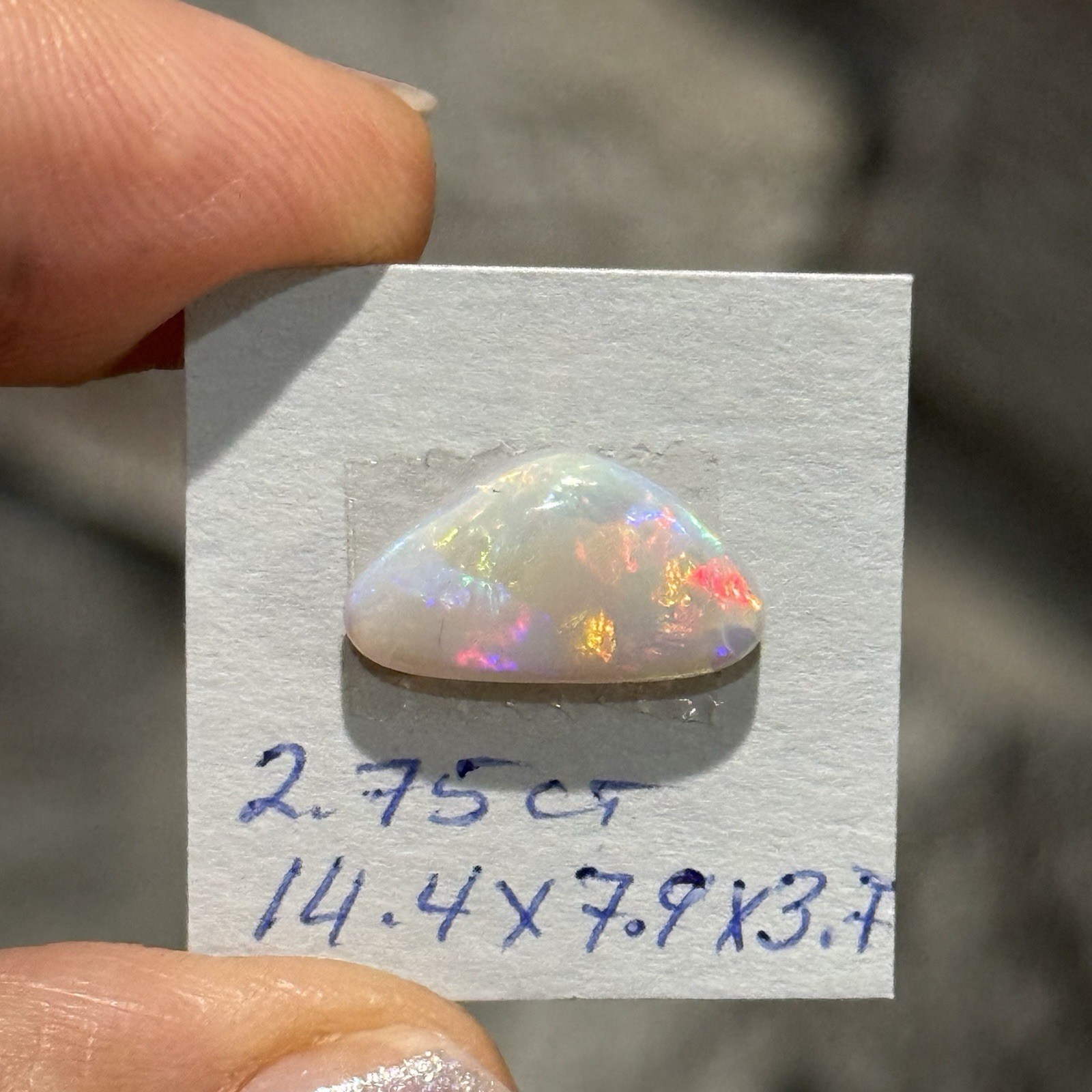 2.75ct 14.4×7.9×3.7mm Lightning Ridge Australian Crystal Opal Cabochon Gem