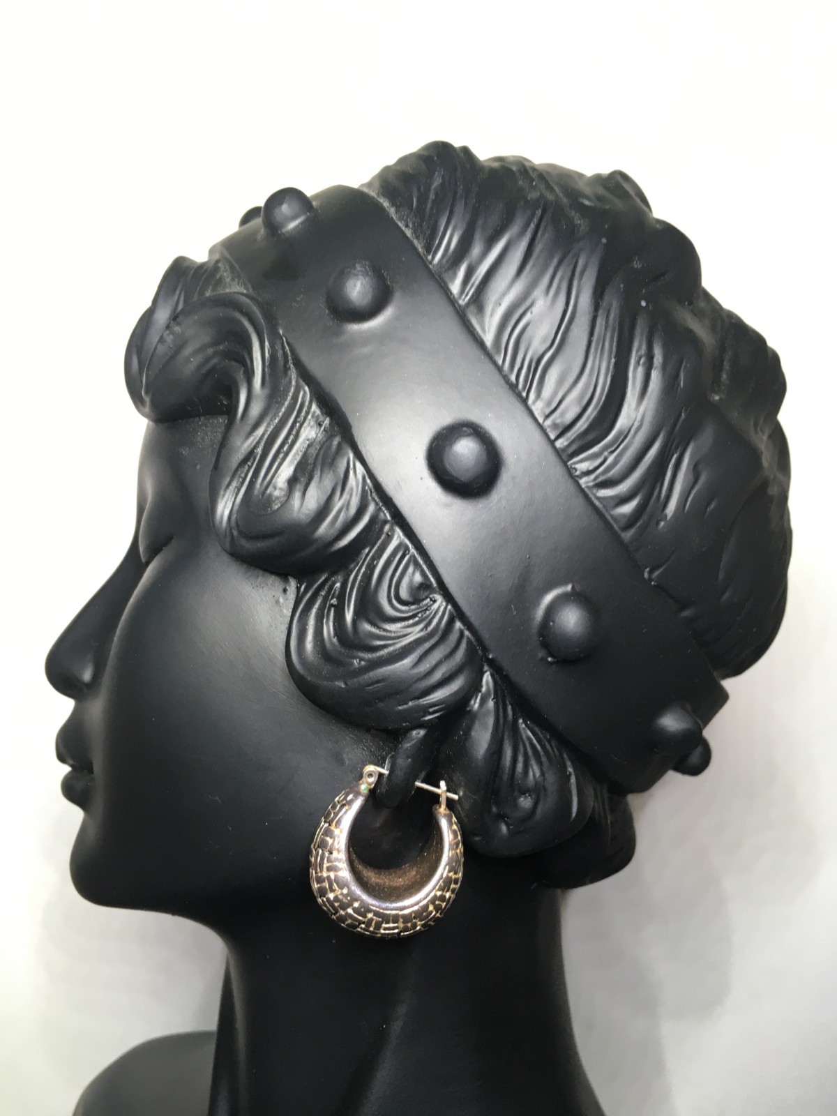 VTG .925 Sterling Wide Puffy Basket Weave Textured Hinge Back Hoop Earrings