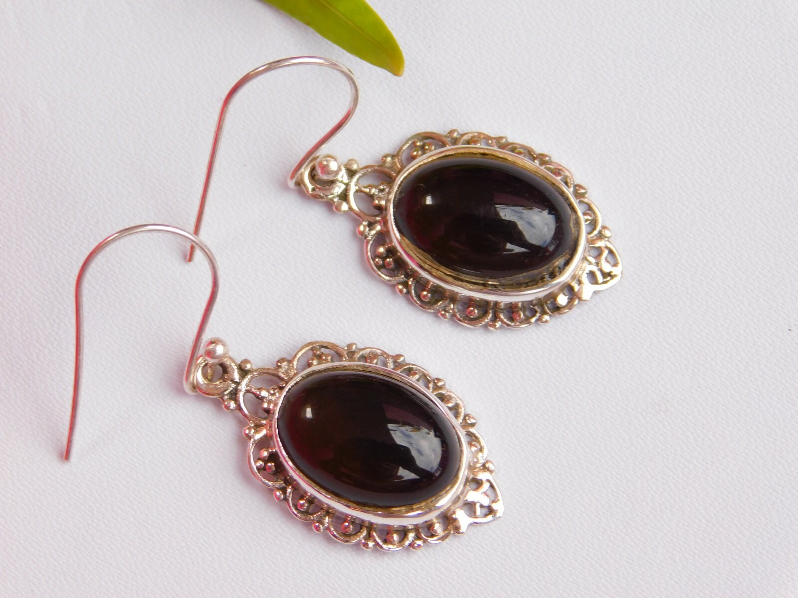 925 Pure Sterling Silver Brown Smoky Quartz Beads Dangle Earrings 1.4″