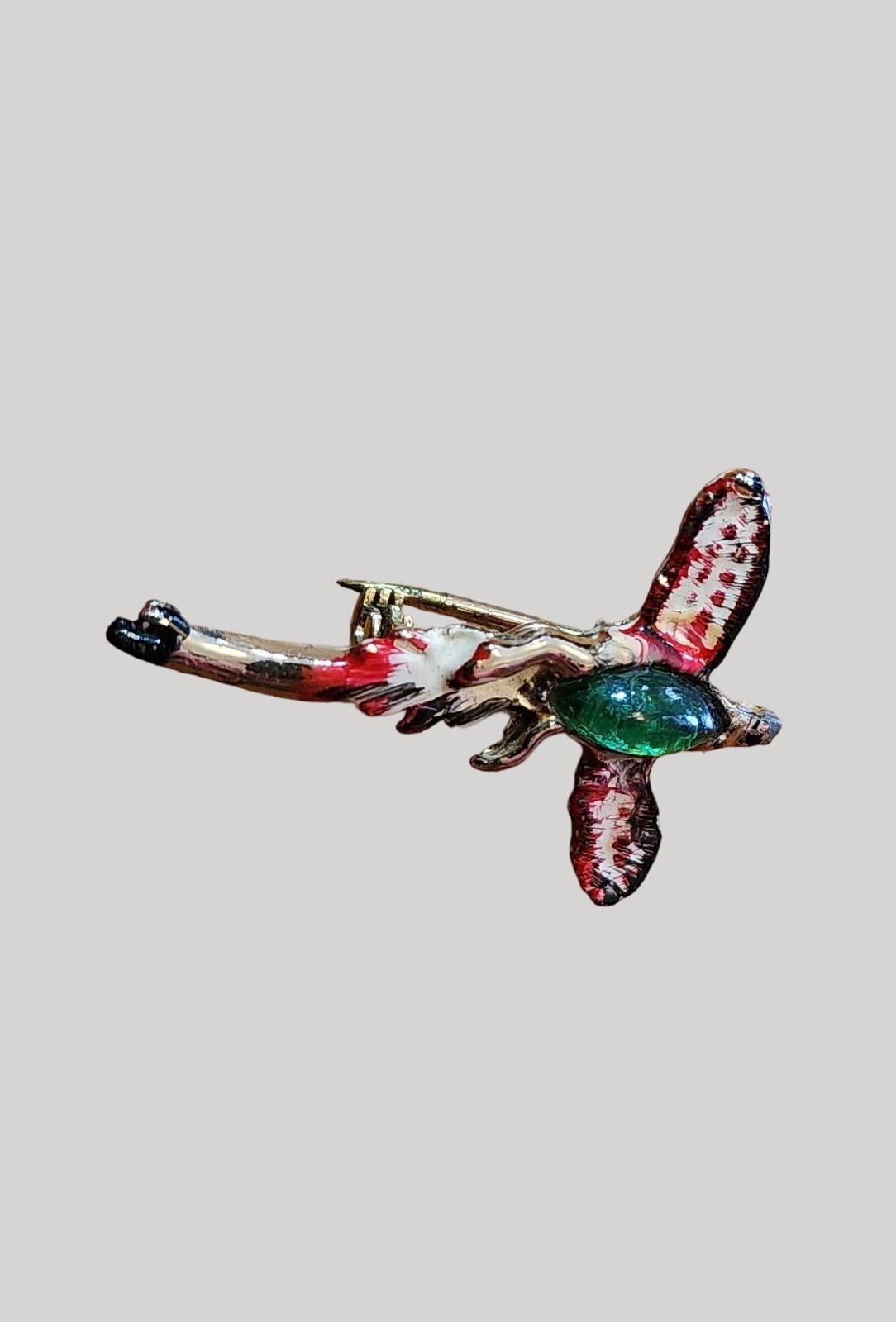 Vtg Enamel Bird of Paradise Jelly Belly Pin Brooch w Missing Head 1.5 Inch Long