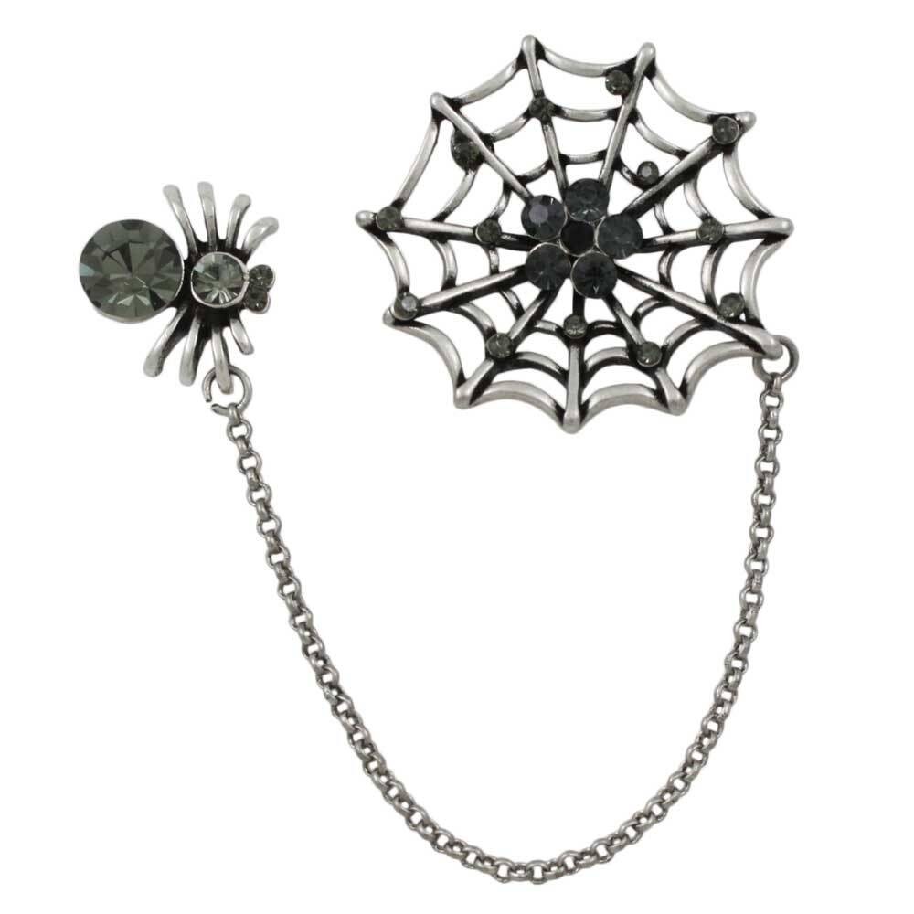 Black Crystal Spider and Web Jewelry Brooch Pin – PRA702