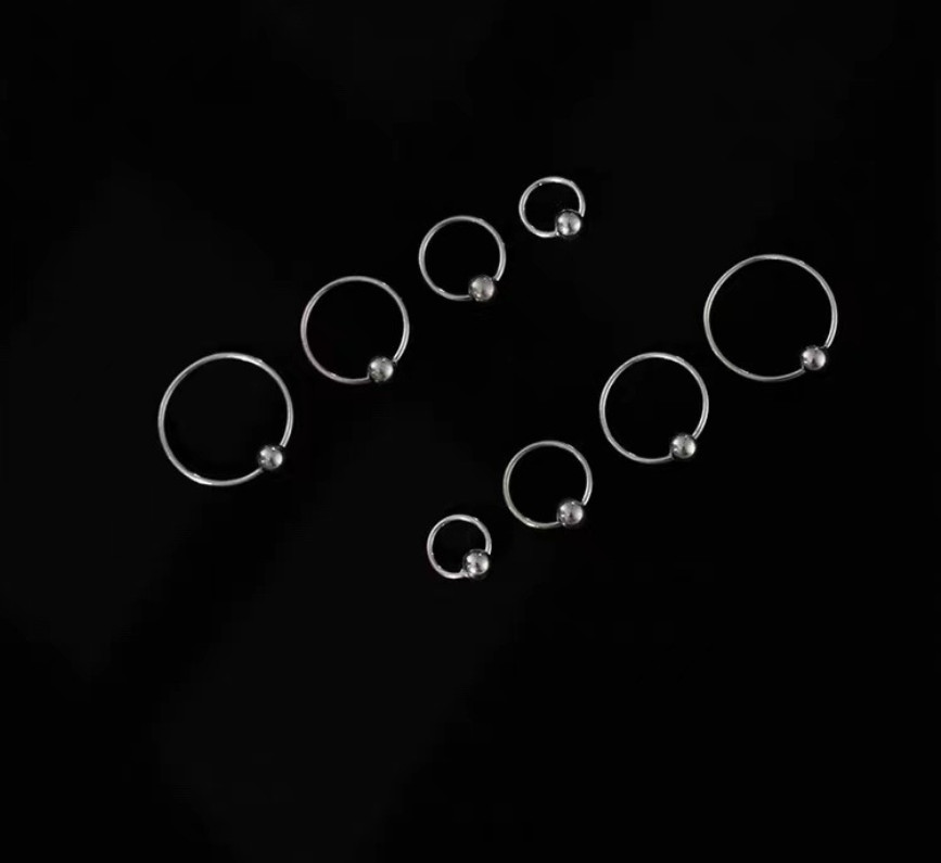 S999 STERLING SILVER PLAIN 1.2MM THICK ROUND ENDLESS BALL HOOP 6-12MM 2Pcs PE16