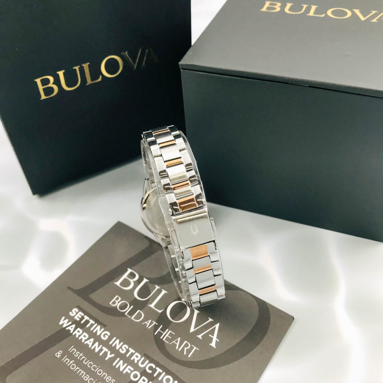 Bulova Sutton 98P200 Ladies White Dial Diamonds Quartz Gold/Steel Watch 28mm
