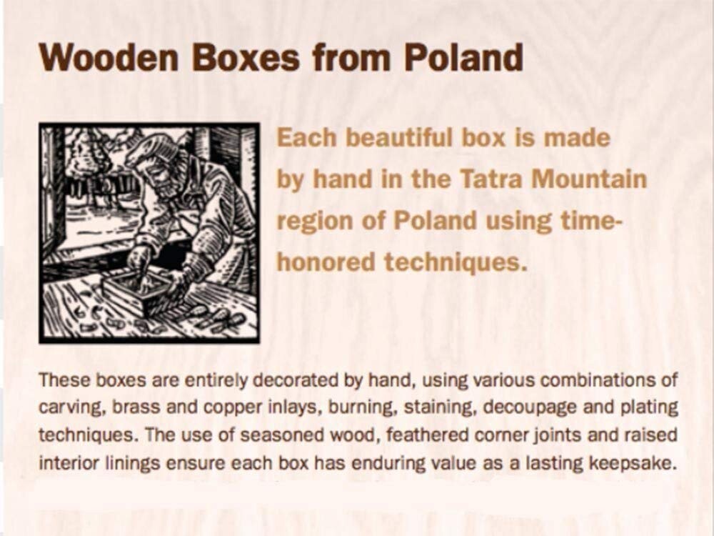 Decorative Wood Box Classic Mens Jewelry Box Handmade Wood Keepsake from Poland