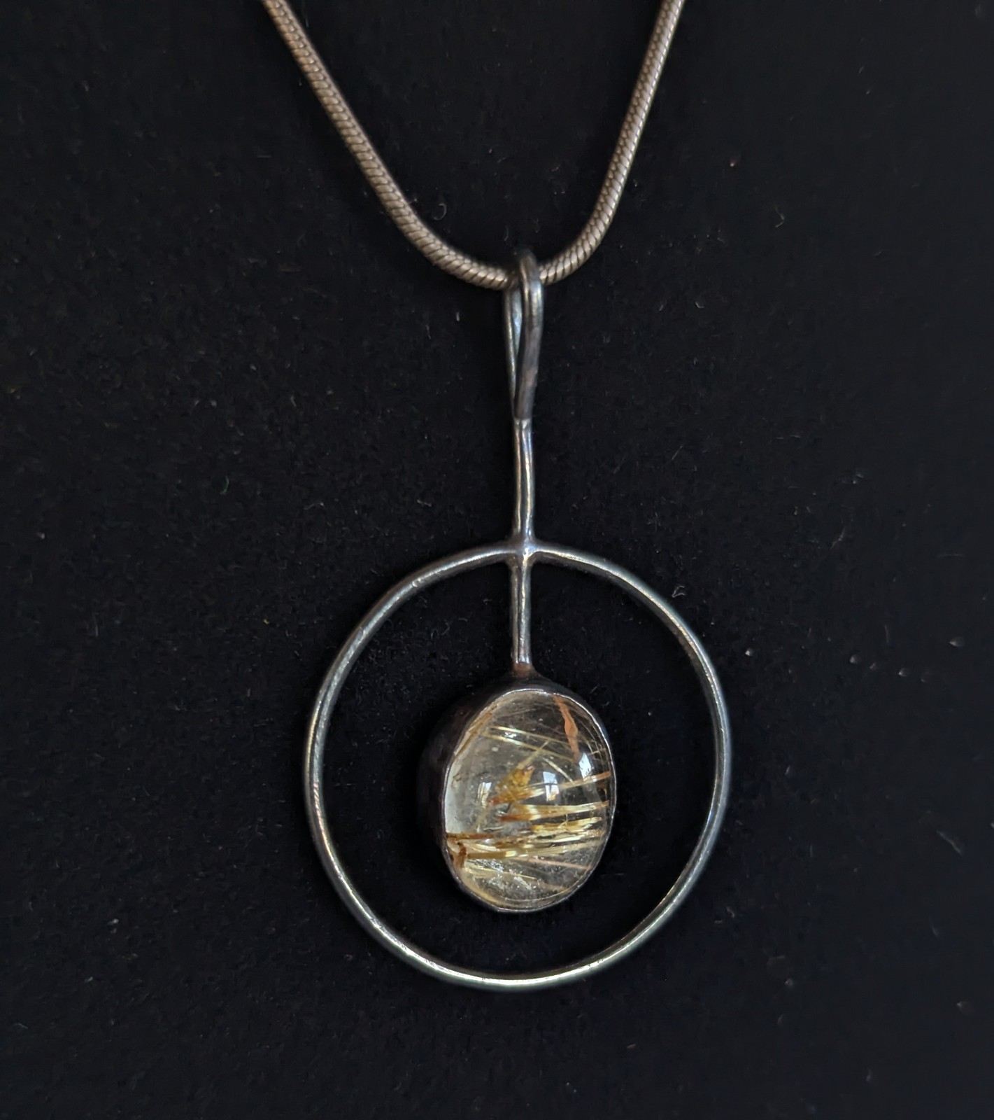 One-of-a-kind Artisan Handmade 925 Sterling Silver & Golden Rutile Quartz Stone