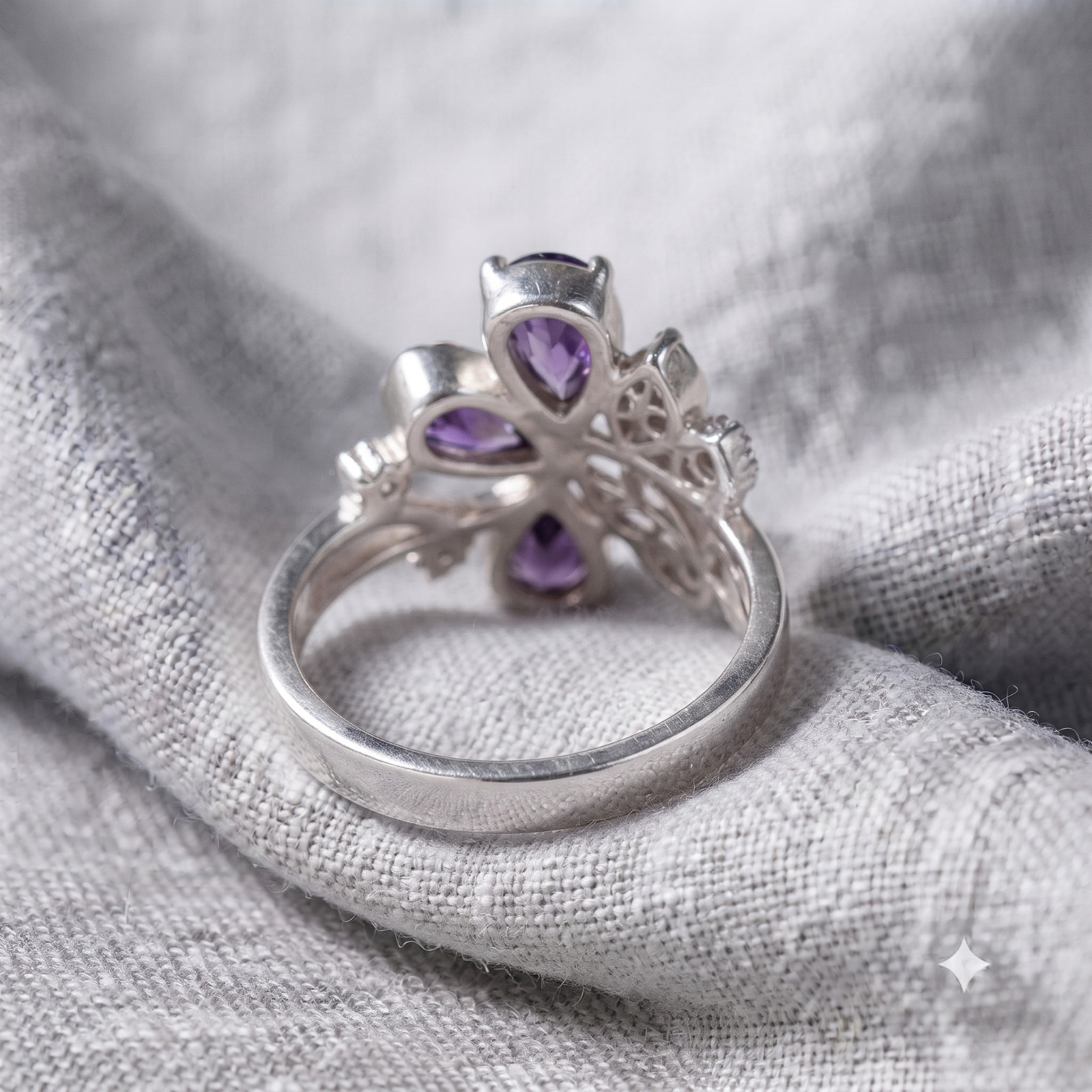 925 Sterling Silver Amethyst Gemstone Women Ring, Nature-Inspired Ring