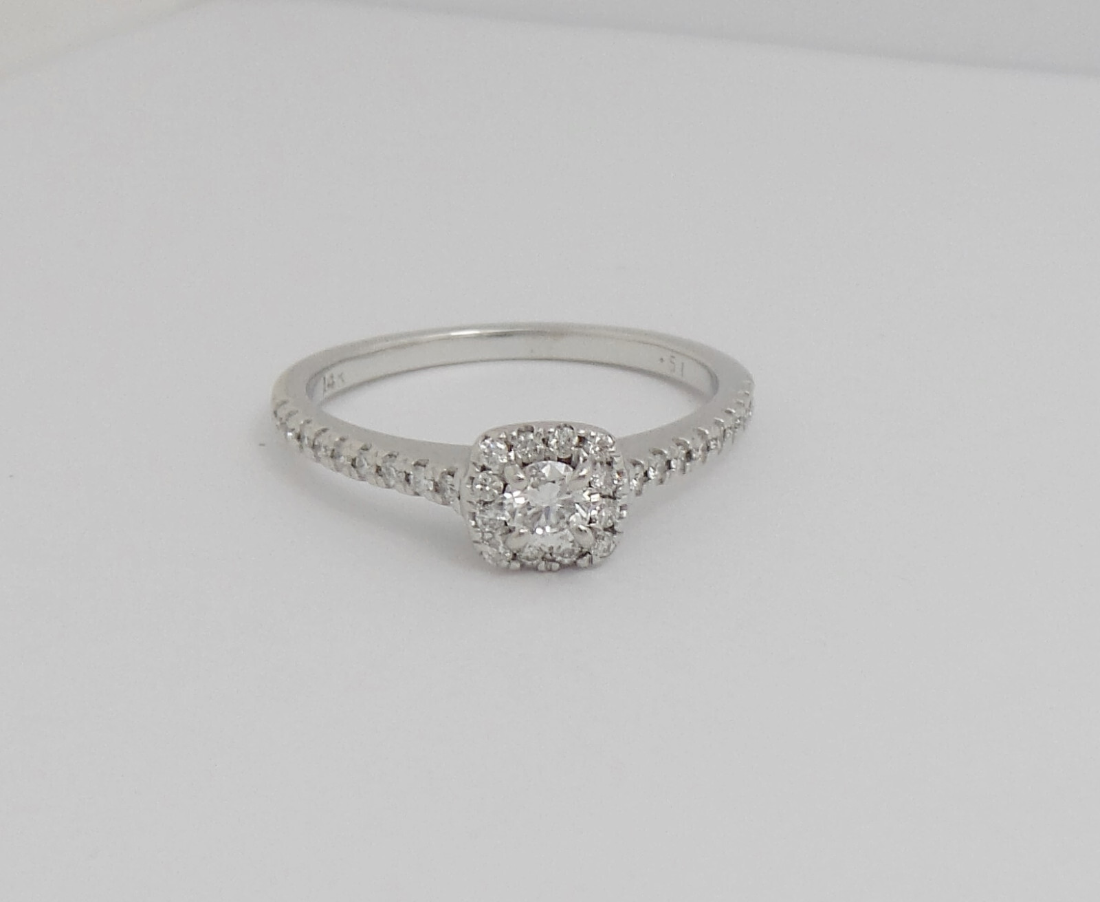1/2CT Natural Diamond Halo Engagement Wedding Ring Bridal 14K White Gold Band