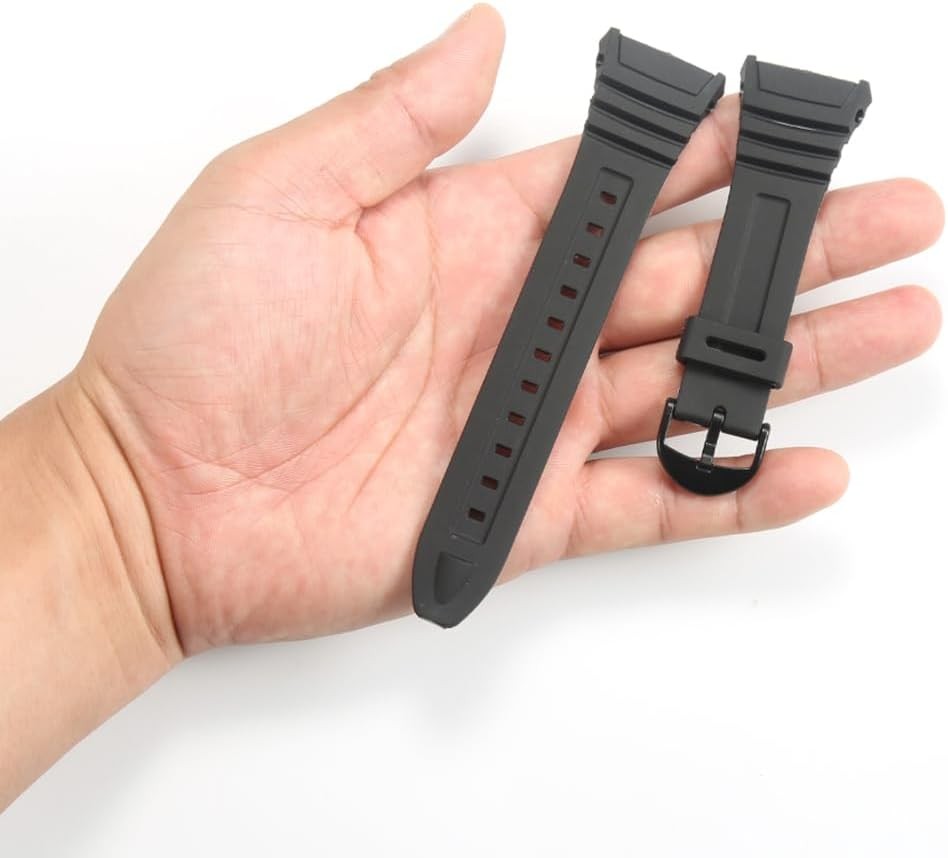 Resin Replacement Watch Band Compatible With Casio W 96H Mens Black Resin Strap