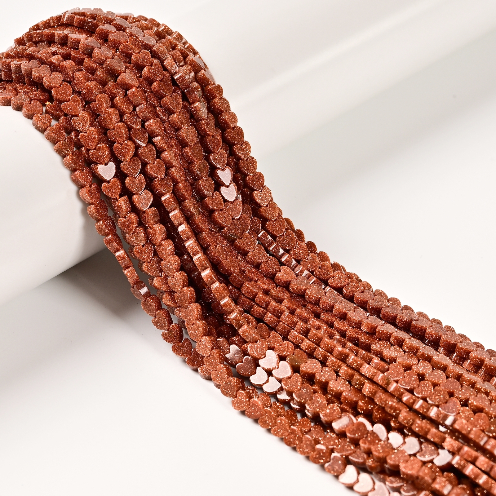 Gold Sandstone Heart Shape Beads Size 4mm 15.5” Strand