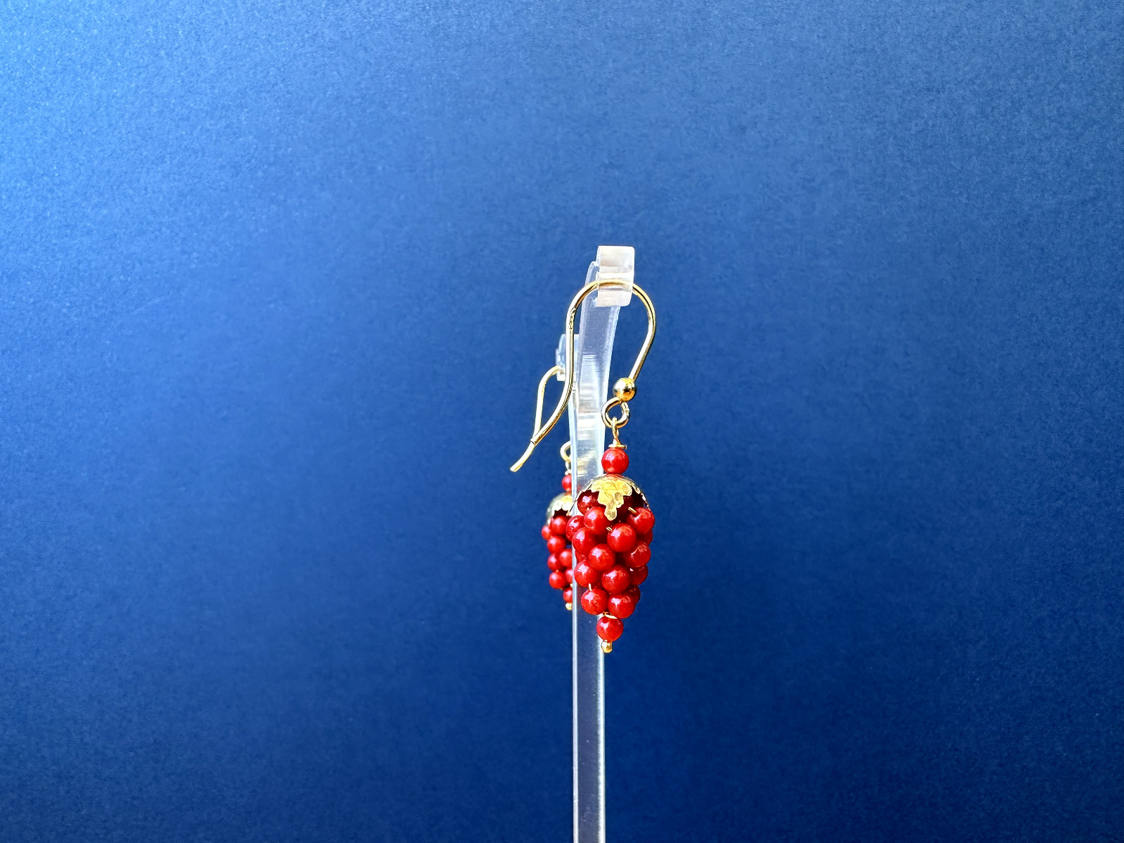 Real Natural Mediterranean Red Coral 925 Silver Cluster Earrings