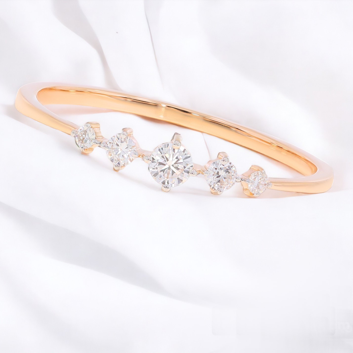 Ananta Jewels 0.15Ct Lab Grown Diamond 5 Stone Wedding Ring in 925 Silver Women