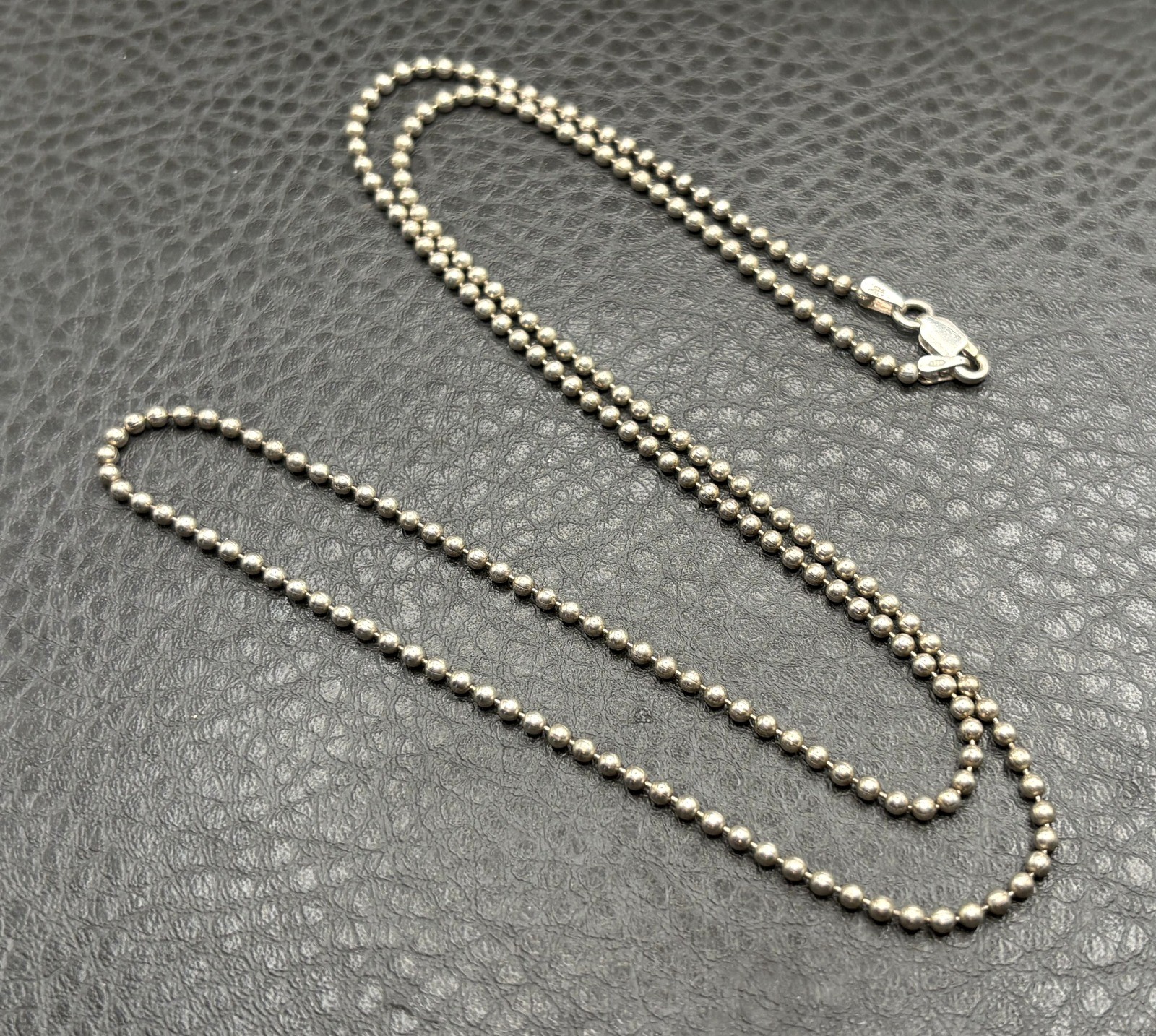 Vintage Sterling Silver 925 2.2MM Ball Bead Chain Italy Necklace 24″