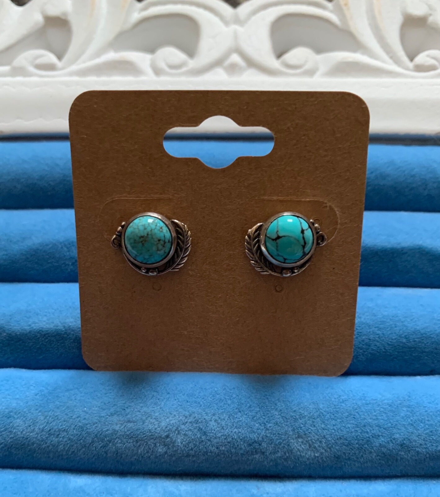 Blue Moon Turquoise Post Stud Earrings in Sterling Silver – 3.75 ctw.