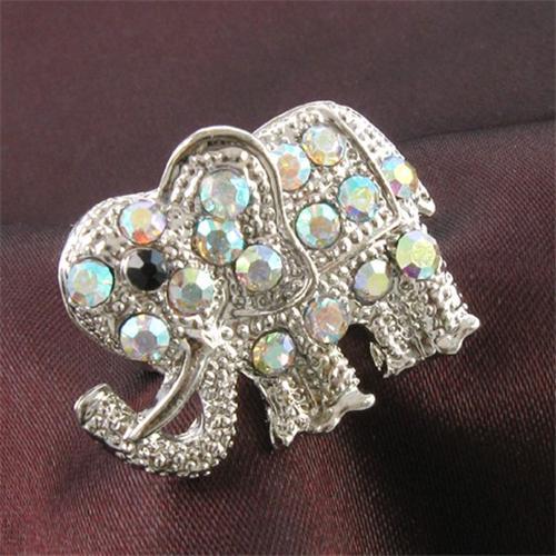 Clear Baby Elephant Ring Silver Tone Color Stone Crystal Cocktail Ladies Jewelry