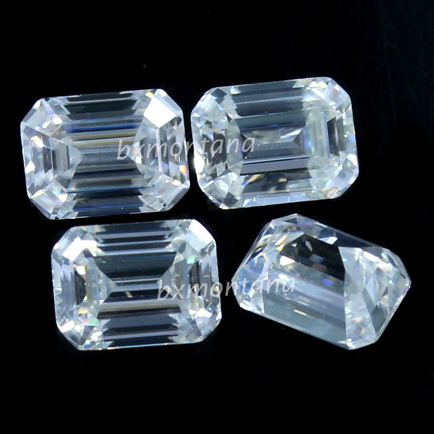 Natural DE Color VVS1 Excellent Cut White 3.5×4.5 MM Emerald Diamond 4 Pcs Lot