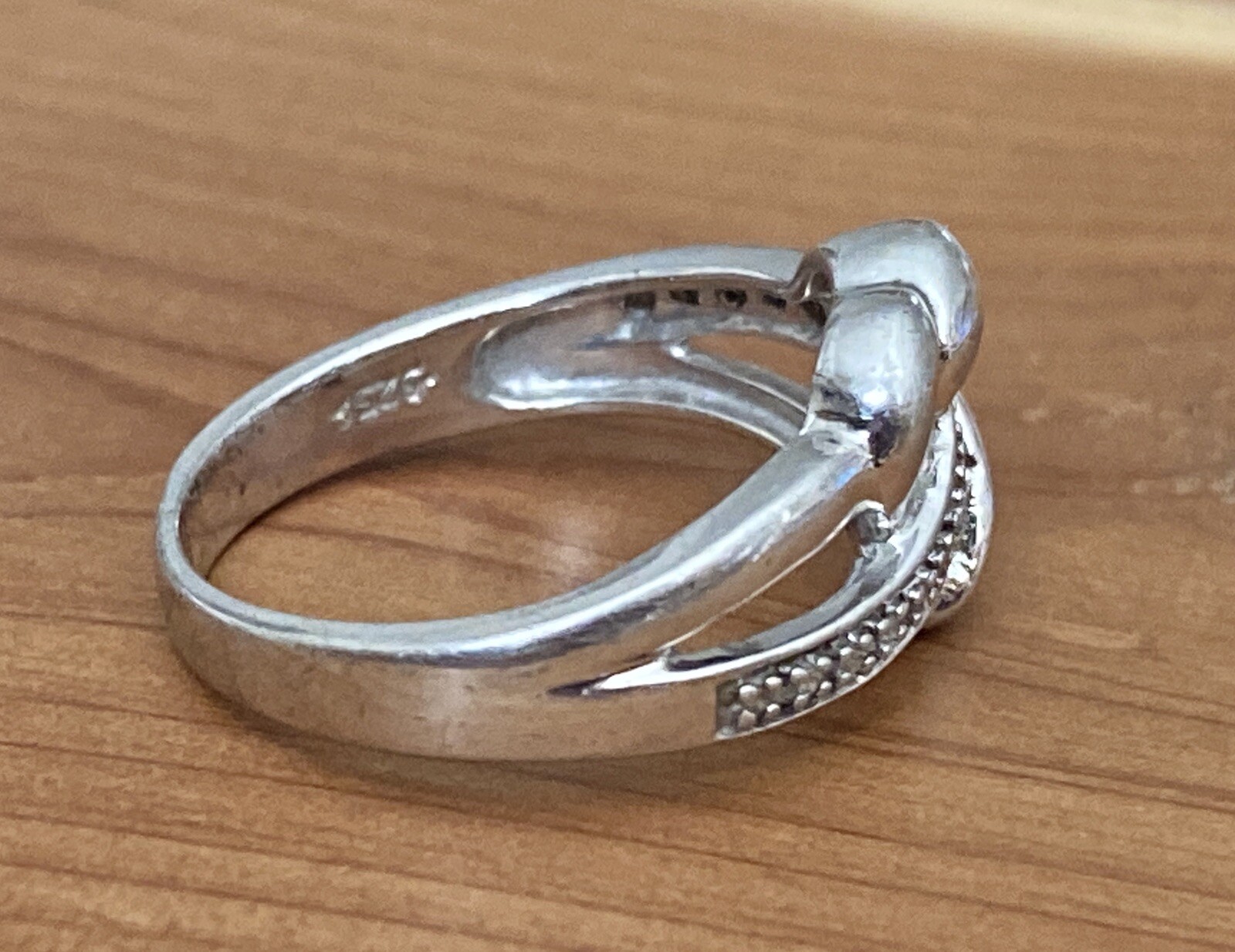 Vintage Wilson Brothers Jewelry 925 Open Heart Diamond Chips Promise Ring Size 7