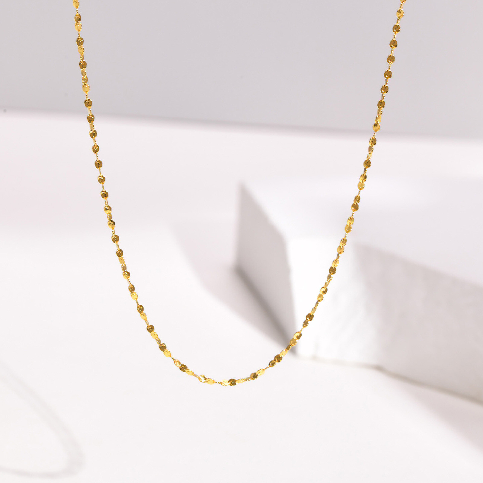 1mm Women’s Chain Wedding Necklace 18K Gold/Silver 316L Stainless Steel 45+5cm