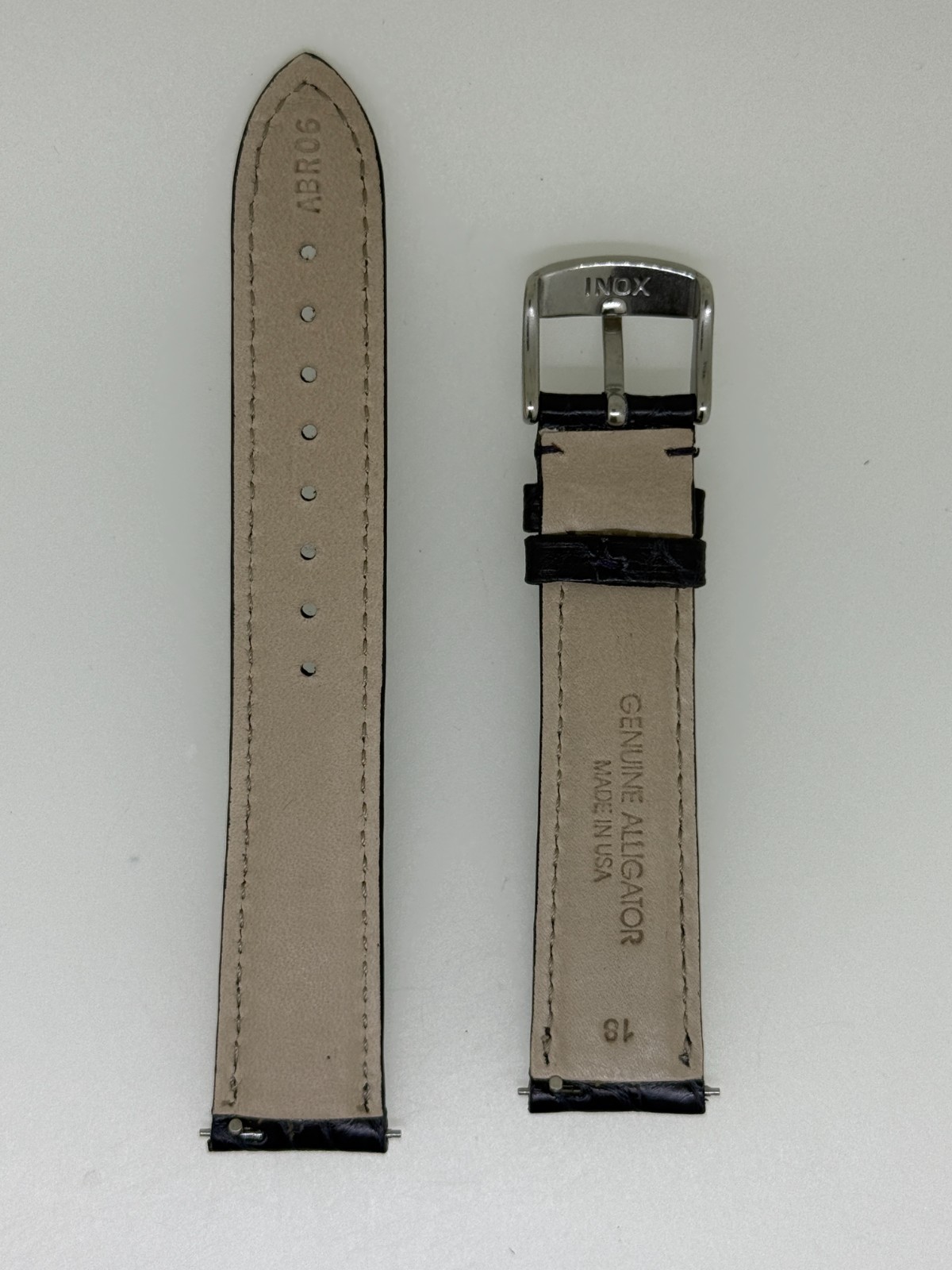 Hadley Roma black Alligator sides watch band strap 18MM x 16MM