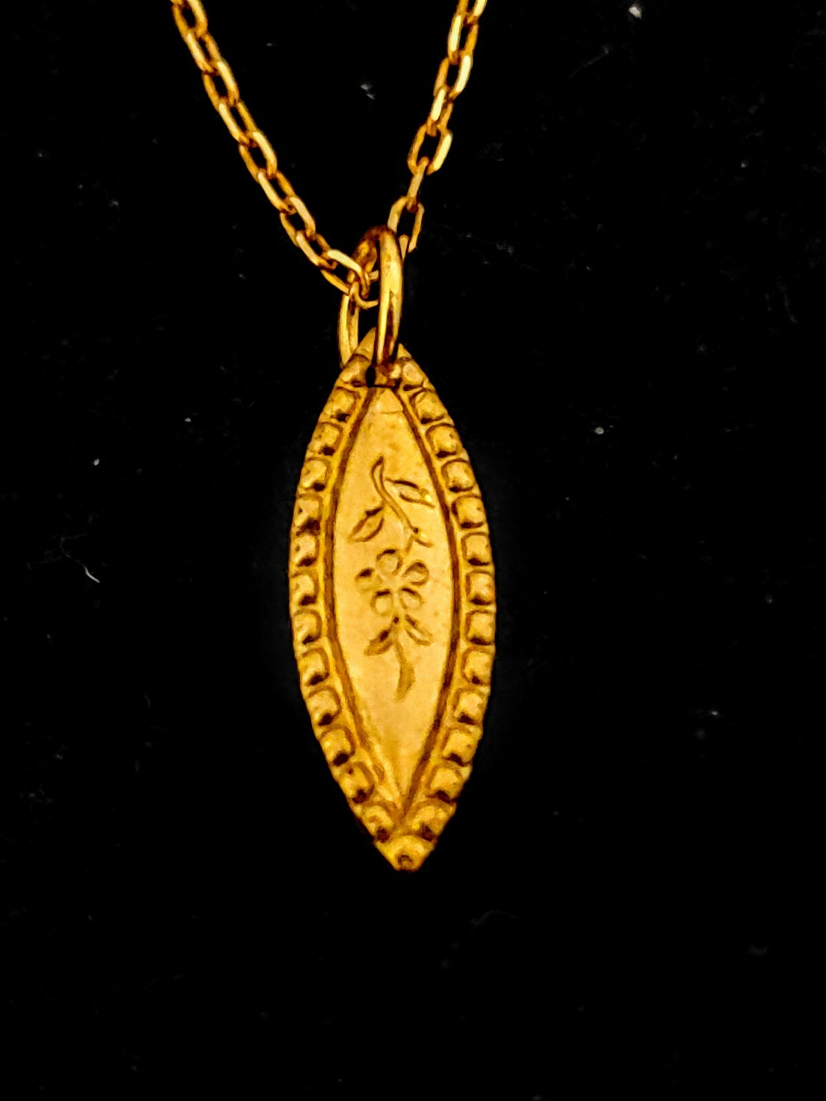 Vintage 1930s Dainty French Die Struck Flower Necklace Gift Idea