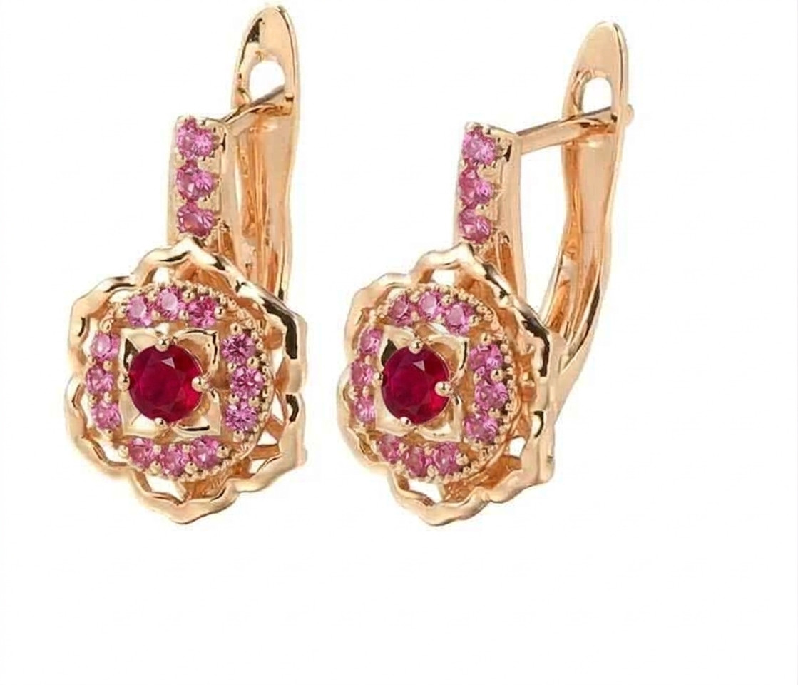 2ct Round cut simulated Red Ruby/Sapphire Huggie Earrings 14k Rose Gold Plated