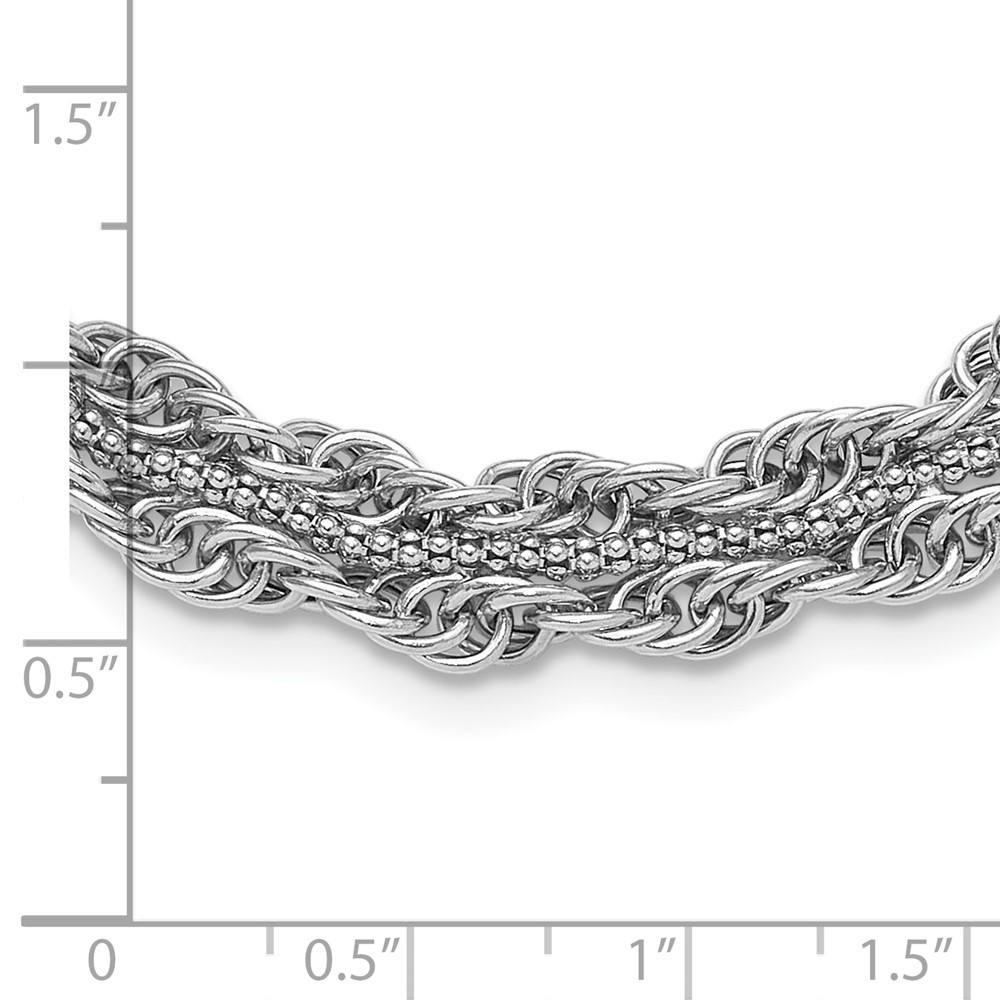 Sterling Silver Rhodium-plated Rope Link Chain Fancy Necklace 18.5″ 16.82gm