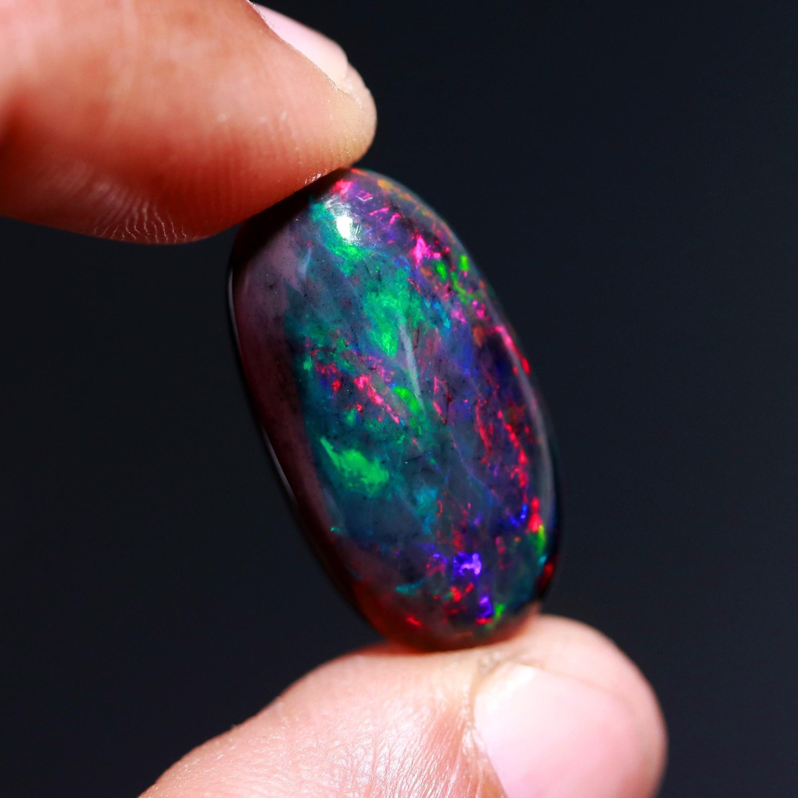 Black Ethiopian Opal Loose Gemstone Big Size 23×12.2×6.2mm 9.05ct