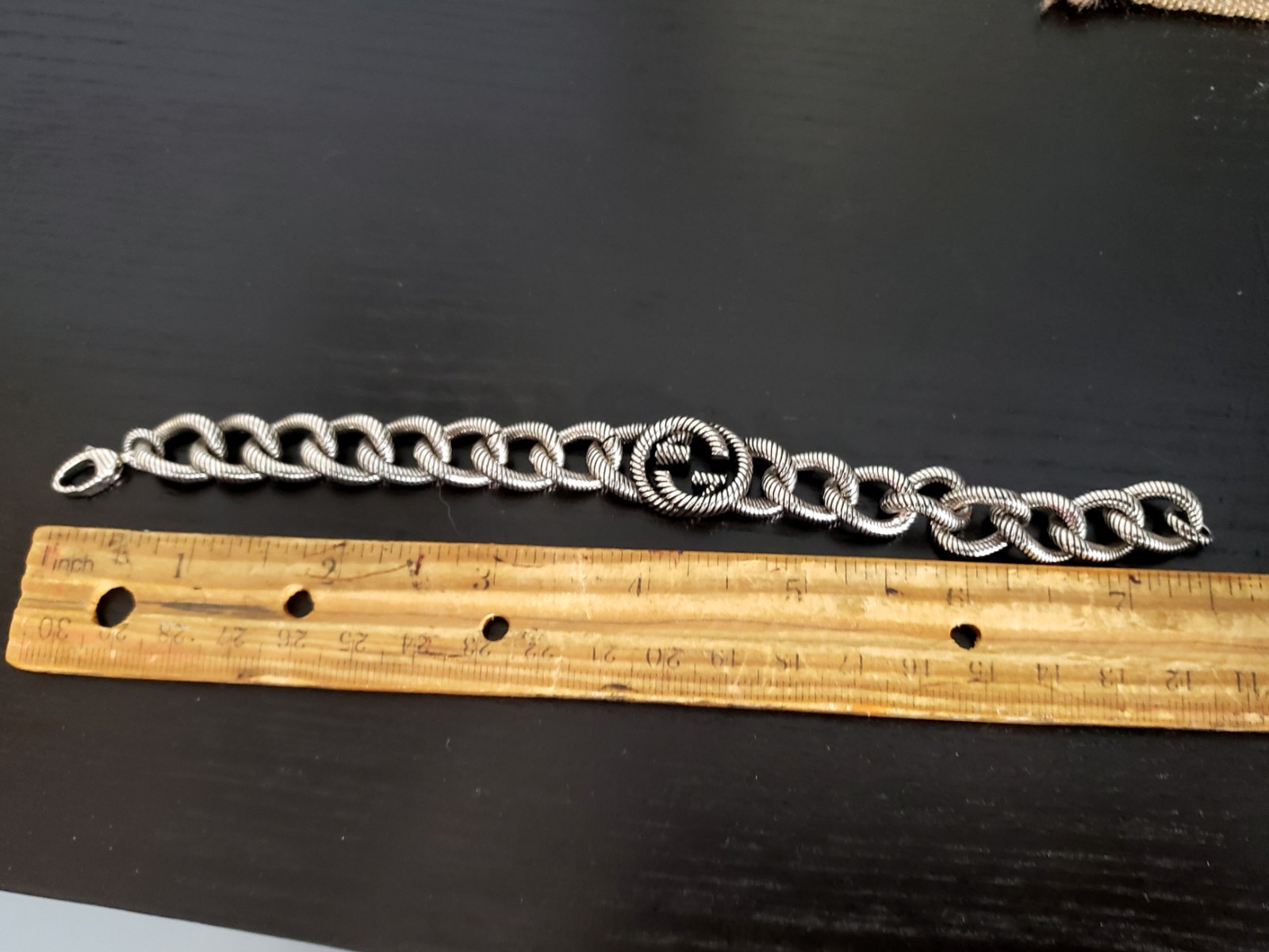 Gucci Sterling Silver Rope Design Heavy Link Bracelet Box Papers