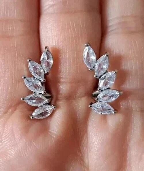 3Ct Marquise Cut Lab-Created Diamond Women’s Stud Earrings 14K White Gold Plated
