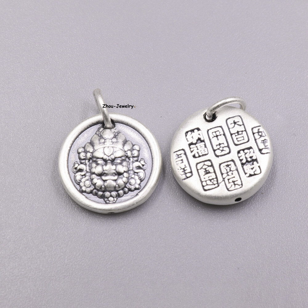 Pure S999 Sterling Silver Pendant Men Women Buddha Figure Pendant 16*13mm